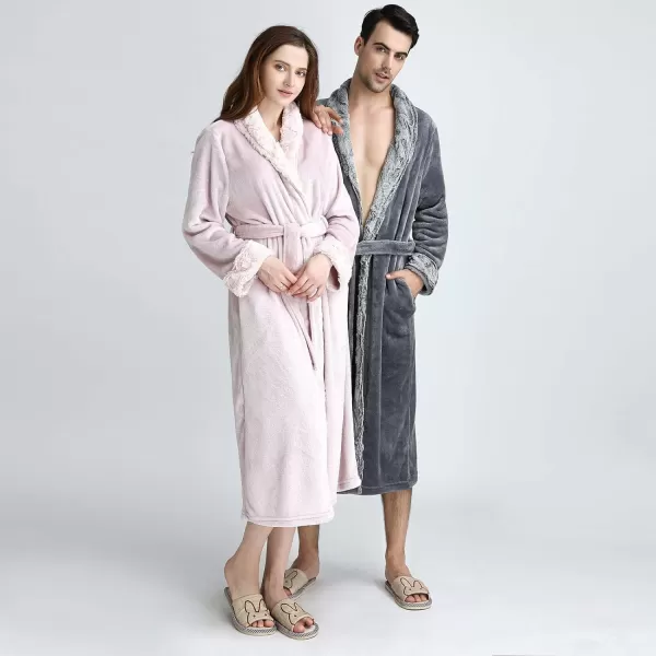 Flygo Womens Fleece Flannel Sleepwear Long Plush Bath Robe