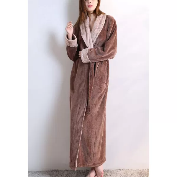 Flygo Womens Fleece Flannel Sleepwear Long Plush Bath Robe
