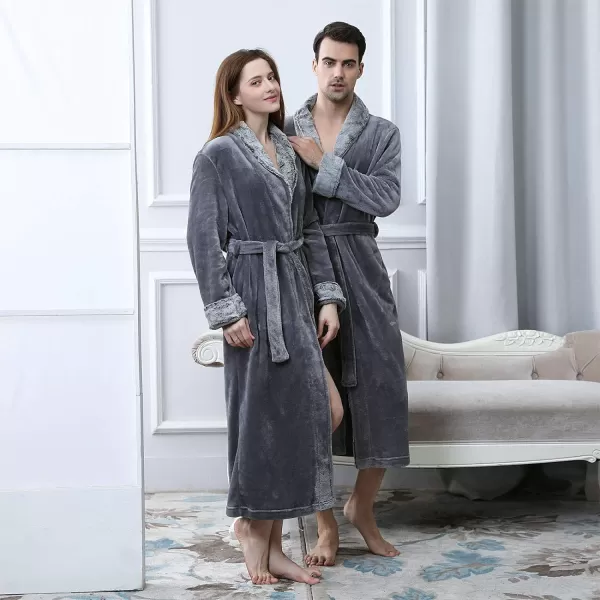 Flygo Womens Fleece Flannel Sleepwear Long Plush Bath Robe