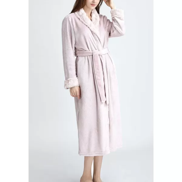 Flygo Womens Fleece Flannel Sleepwear Long Plush Bath Robe