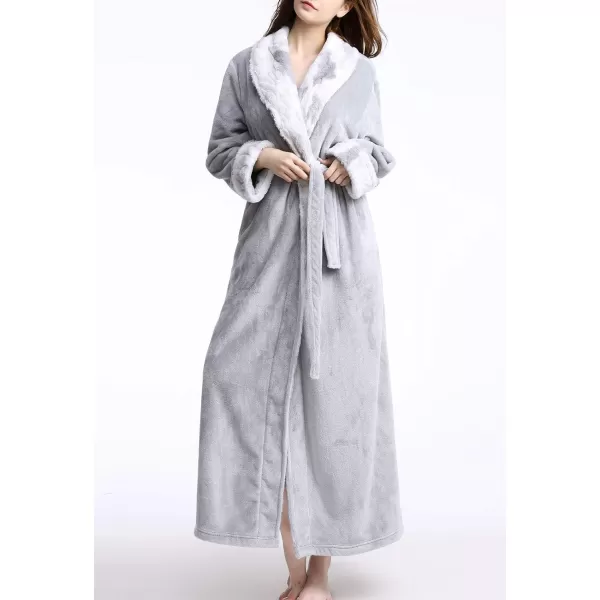 Flygo Womens Fleece Flannel Sleepwear Long Plush Bath Robe