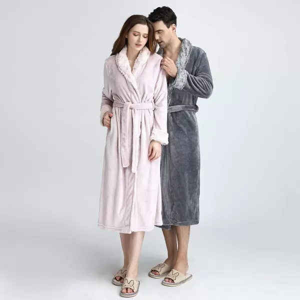 Flygo Womens Fleece Flannel Sleepwear Long Plush Bath Robe