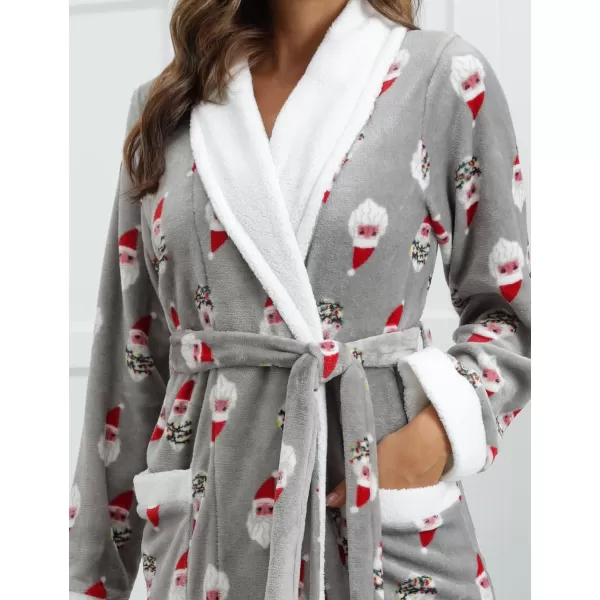 Flygo Womens Fuzzy Plush Long Hooded Robe Full Length Flannel Fleece Bathrobe Warm Housecoat