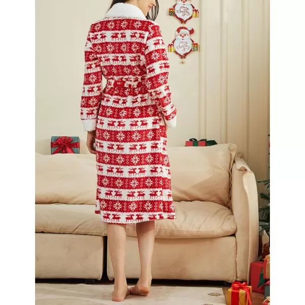 Flygo Womens Fuzzy Plush Long Hooded Robe Full Length Flannel Fleece Bathrobe Warm Housecoat