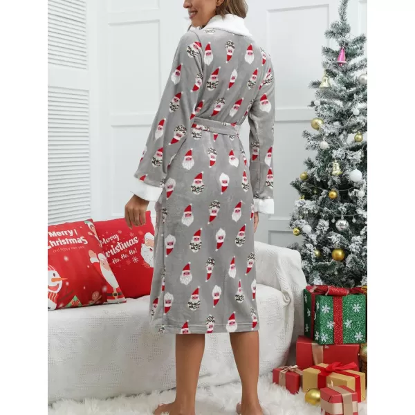 Flygo Womens Fuzzy Plush Long Hooded Robe Full Length Flannel Fleece Bathrobe Warm Housecoat