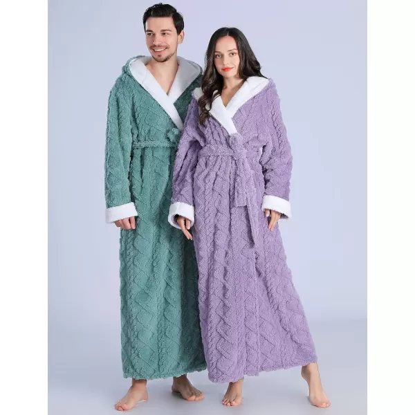 Flygo Womens Fuzzy Plush Long Hooded Robe Full Length Flannel Fleece Bathrobe Warm Housecoat
