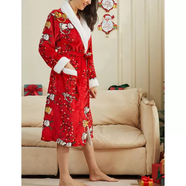 Flygo Womens Fuzzy Plush Long Hooded Robe Full Length Flannel Fleece Bathrobe Warm Housecoat
