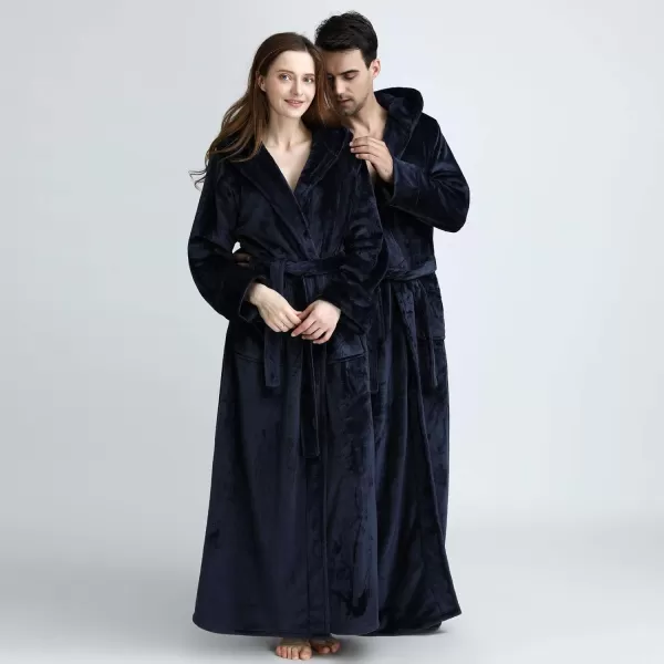 Flygo Womens Fuzzy Plush Long Hooded Robe Full Length Flannel Fleece Bathrobe Warm Housecoat
