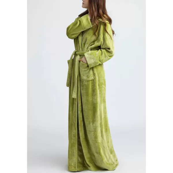 Flygo Womens Fuzzy Plush Long Hooded Robe Full Length Flannel Fleece Bathrobe Warm Housecoat
