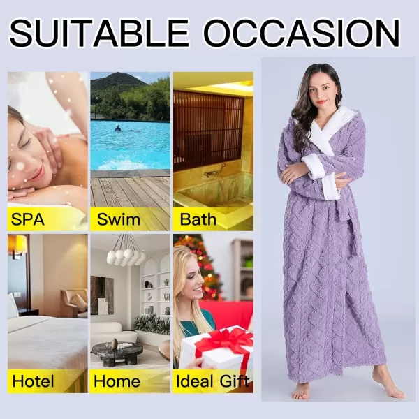 Flygo Womens Fuzzy Plush Long Hooded Robe Full Length Flannel Fleece Bathrobe Warm Housecoat