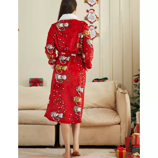 Flygo Womens Fuzzy Plush Long Hooded Robe Full Length Flannel Fleece Bathrobe Warm Housecoat
