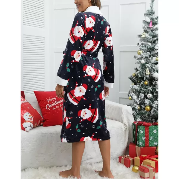Flygo Womens Fuzzy Plush Long Hooded Robe Full Length Flannel Fleece Bathrobe Warm Housecoat