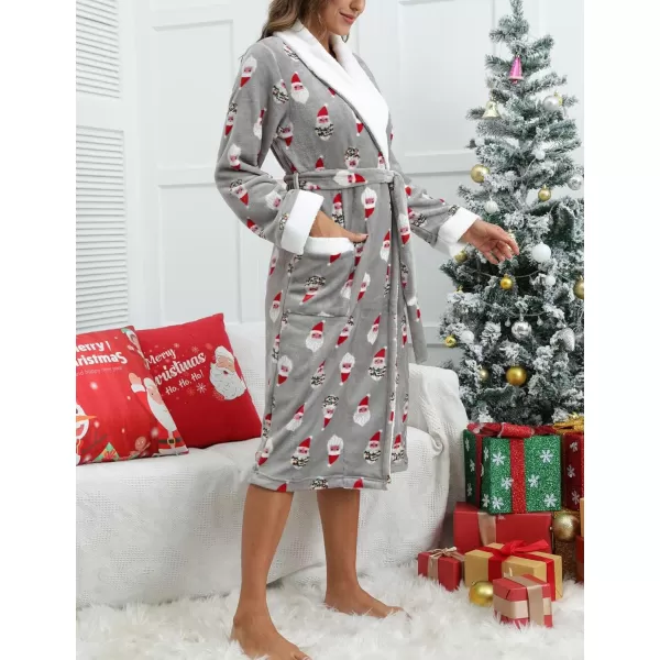 Flygo Womens Fuzzy Plush Long Hooded Robe Full Length Flannel Fleece Bathrobe Warm Housecoat