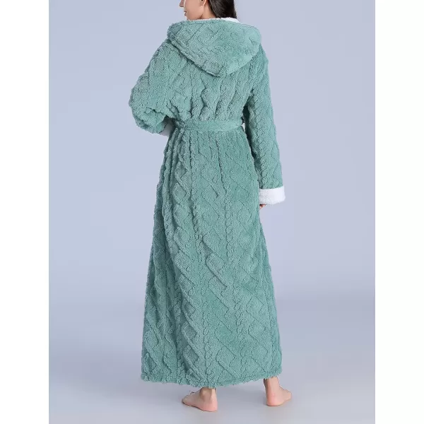 Flygo Womens Fuzzy Plush Long Hooded Robe Full Length Flannel Fleece Bathrobe Warm Housecoat