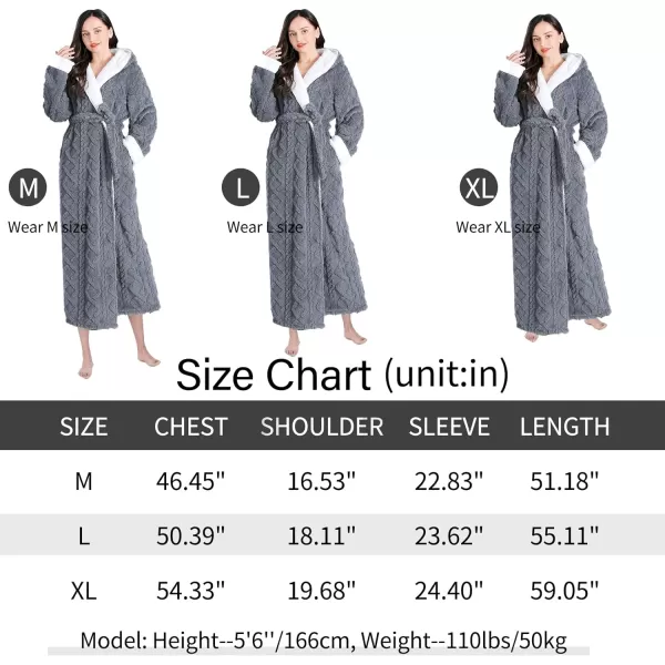 Flygo Womens Fuzzy Plush Long Hooded Robe Full Length Flannel Fleece Bathrobe Warm Housecoat