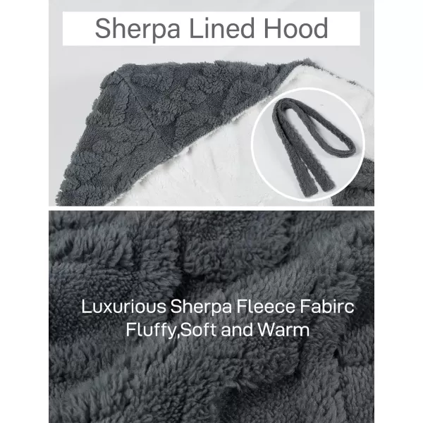 Flygo Womens Fuzzy Plush Long Hooded Robe Full Length Flannel Fleece Bathrobe Warm Housecoat