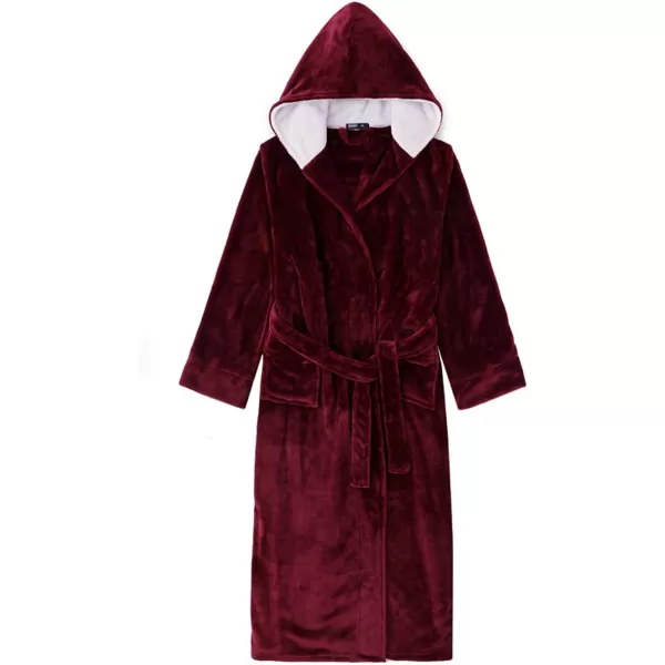Flygo Women's Hooded Fleece Shawl Kimono Bathrobe Long Warm Flannel Robe