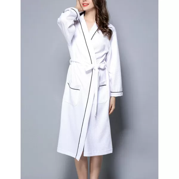 Flygo Women's Lightweight Waffle Wave Cotton Loungewear Hotel Spa Bathrobe