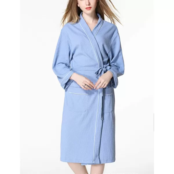 Flygo Women's Lightweight Waffle Wave Cotton Loungewear Hotel Spa Bathrobe