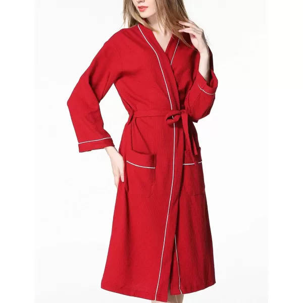Flygo Women's Lightweight Waffle Wave Cotton Loungewear Hotel Spa Bathrobe