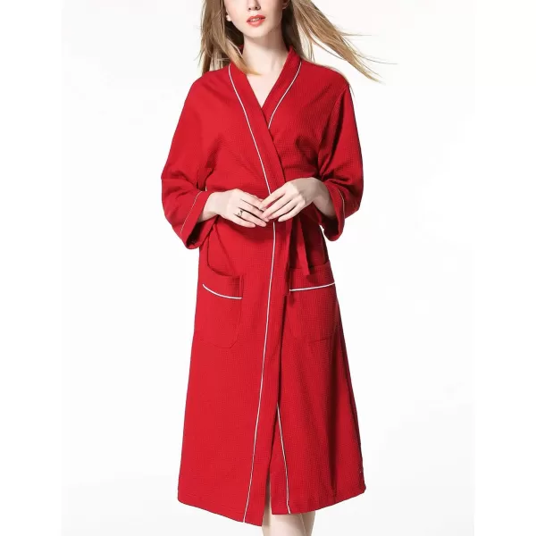 Flygo Women's Lightweight Waffle Wave Cotton Loungewear Hotel Spa Bathrobe