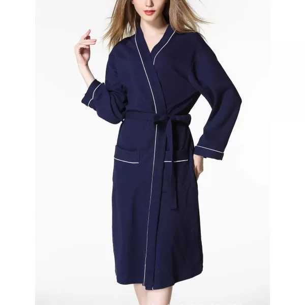 Flygo Women's Lightweight Waffle Wave Cotton Loungewear Hotel Spa Bathrobe