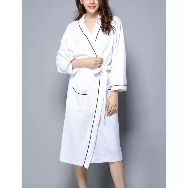 Flygo Women's Lightweight Waffle Wave Cotton Loungewear Hotel Spa Bathrobe