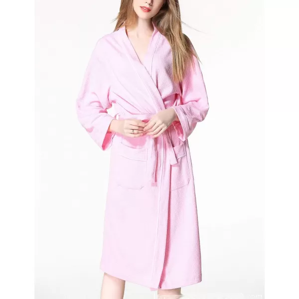 Flygo Women's Lightweight Waffle Wave Cotton Loungewear Hotel Spa Bathrobe