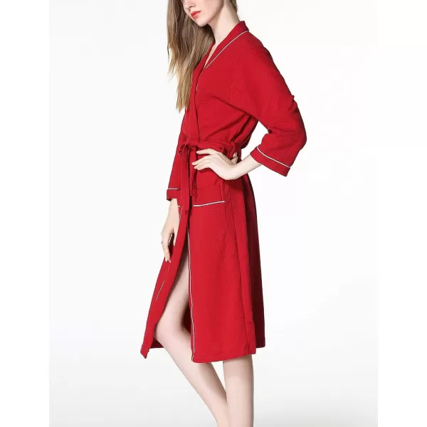 Flygo Women's Lightweight Waffle Wave Cotton Loungewear Hotel Spa Bathrobe