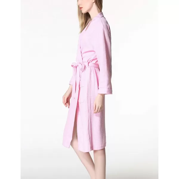Flygo Women's Lightweight Waffle Wave Cotton Loungewear Hotel Spa Bathrobe