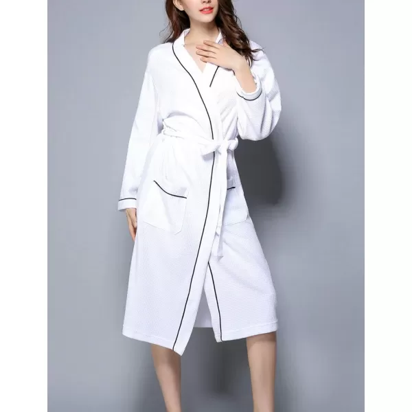Flygo Women's Lightweight Waffle Wave Cotton Loungewear Hotel Spa Bathrobe