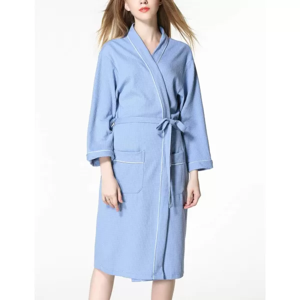 Flygo Women's Lightweight Waffle Wave Cotton Loungewear Hotel Spa Bathrobe
