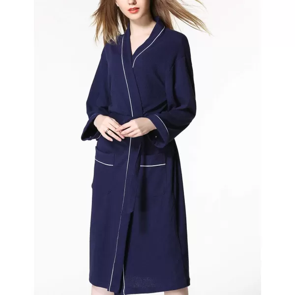 Flygo Women's Lightweight Waffle Wave Cotton Loungewear Hotel Spa Bathrobe