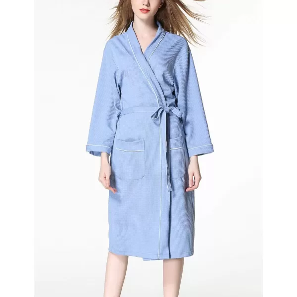 Flygo Women's Lightweight Waffle Wave Cotton Loungewear Hotel Spa Bathrobe
