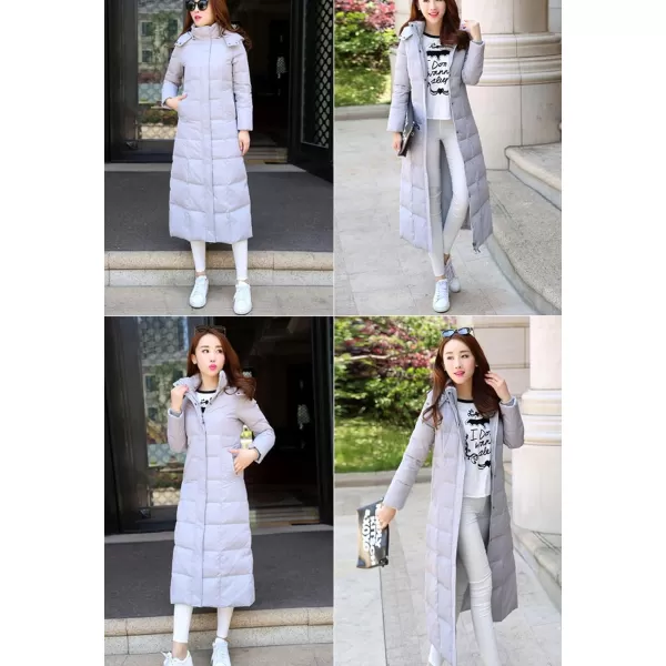 Flygo Womens Long Down Coat Hooded Maxi Down Parka Puffer Jacket Outerwear