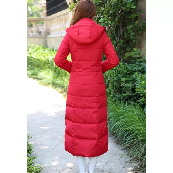 Flygo Womens Long Down Coat Hooded Maxi Down Parka Puffer Jacket Outerwear