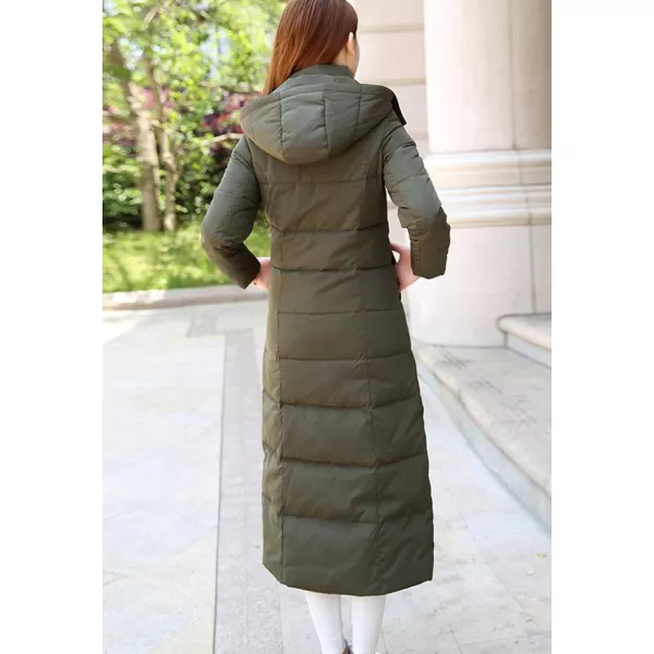 Flygo Womens Long Down Coat Hooded Maxi Down Parka Puffer Jacket Outerwear