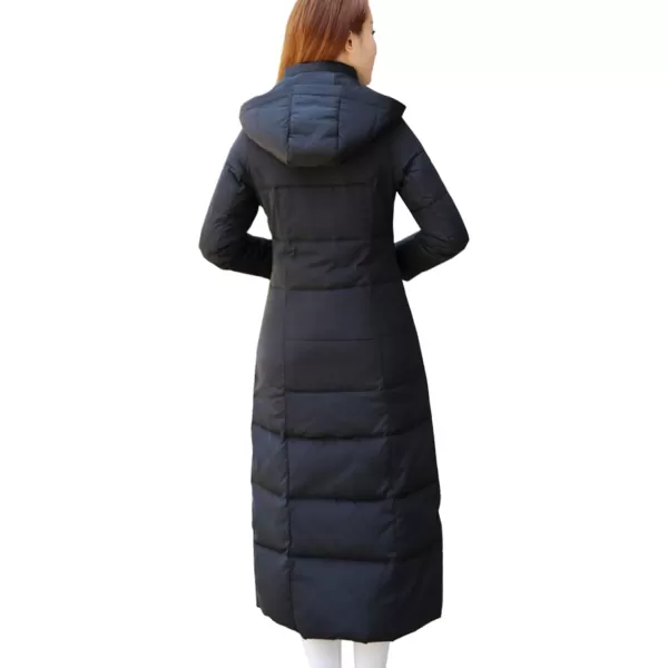 Flygo Womens Long Down Coat Hooded Maxi Down Parka Puffer Jacket Outerwear