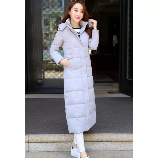 Flygo Womens Long Down Coat Hooded Maxi Down Parka Puffer Jacket Outerwear