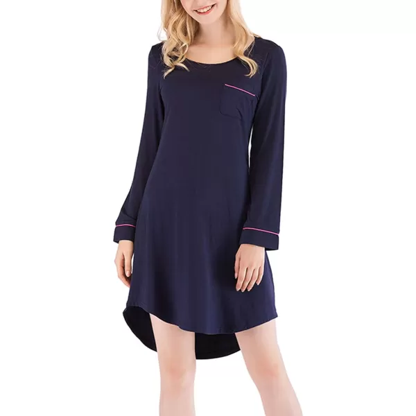 Flygo Womens Modal Nightgown Long Sleeve Scoopneck Sleepshirt