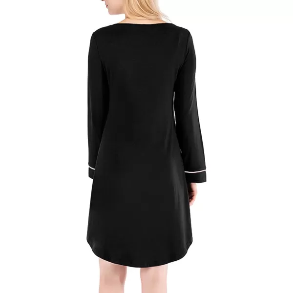 Flygo Womens Modal Nightgown Long Sleeve Scoopneck Sleepshirt