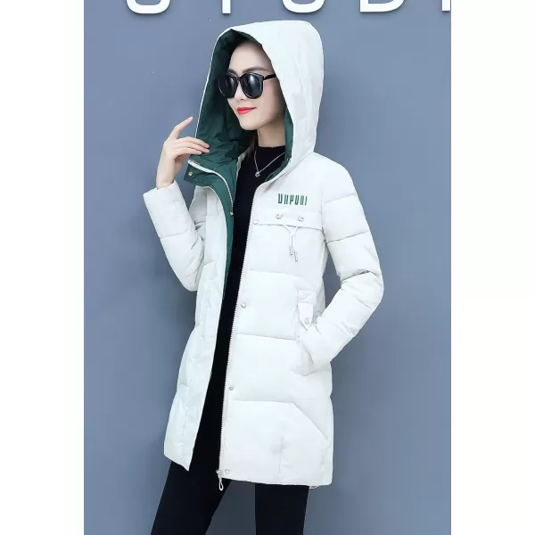 Flygo Women's Puffer Parka Jacket Thickened Hooded Long Quilted Insulated Warm Coat