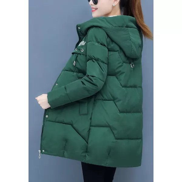 Flygo Women's Puffer Parka Jacket Thickened Hooded Long Quilted Insulated Warm Coat