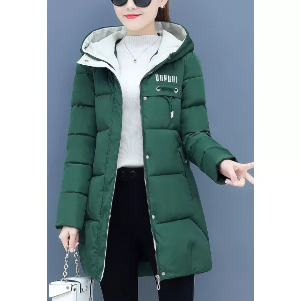 Flygo Women's Puffer Parka Jacket Thickened Hooded Long Quilted Insulated Warm Coat