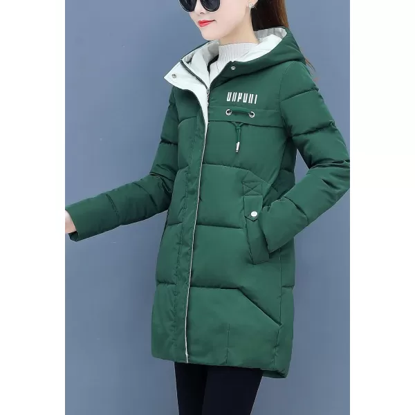Flygo Women's Puffer Parka Jacket Thickened Hooded Long Quilted Insulated Warm Coat
