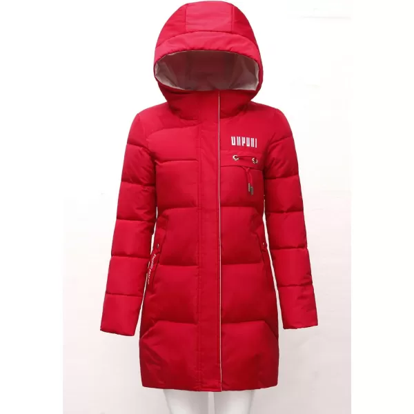 Flygo Women's Puffer Parka Jacket Thickened Hooded Long Quilted Insulated Warm Coat