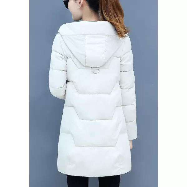Flygo Women's Puffer Parka Jacket Thickened Hooded Long Quilted Insulated Warm Coat