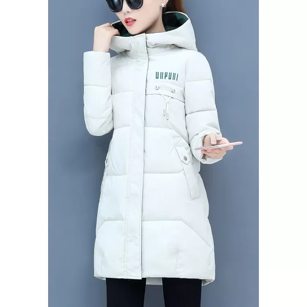 Flygo Women's Puffer Parka Jacket Thickened Hooded Long Quilted Insulated Warm Coat
