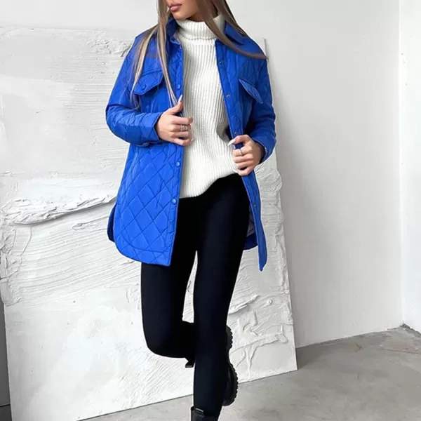 Flygo Women's Quilted Jacket Diamond Button Down Winter Padded Puffer Outerwear with Belt