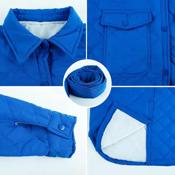 Flygo Women's Quilted Jacket Diamond Button Down Winter Padded Puffer Outerwear with Belt